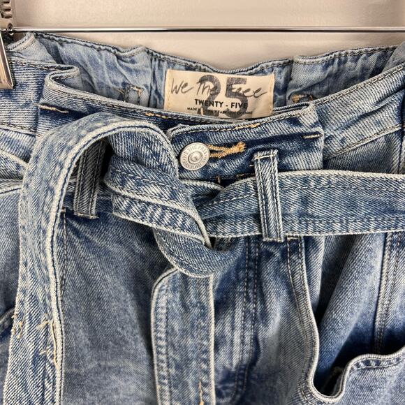 Free People East of Eden Medium Wash Denim Belted Mini Skirt US 25 EUC - Picture 4 of 9